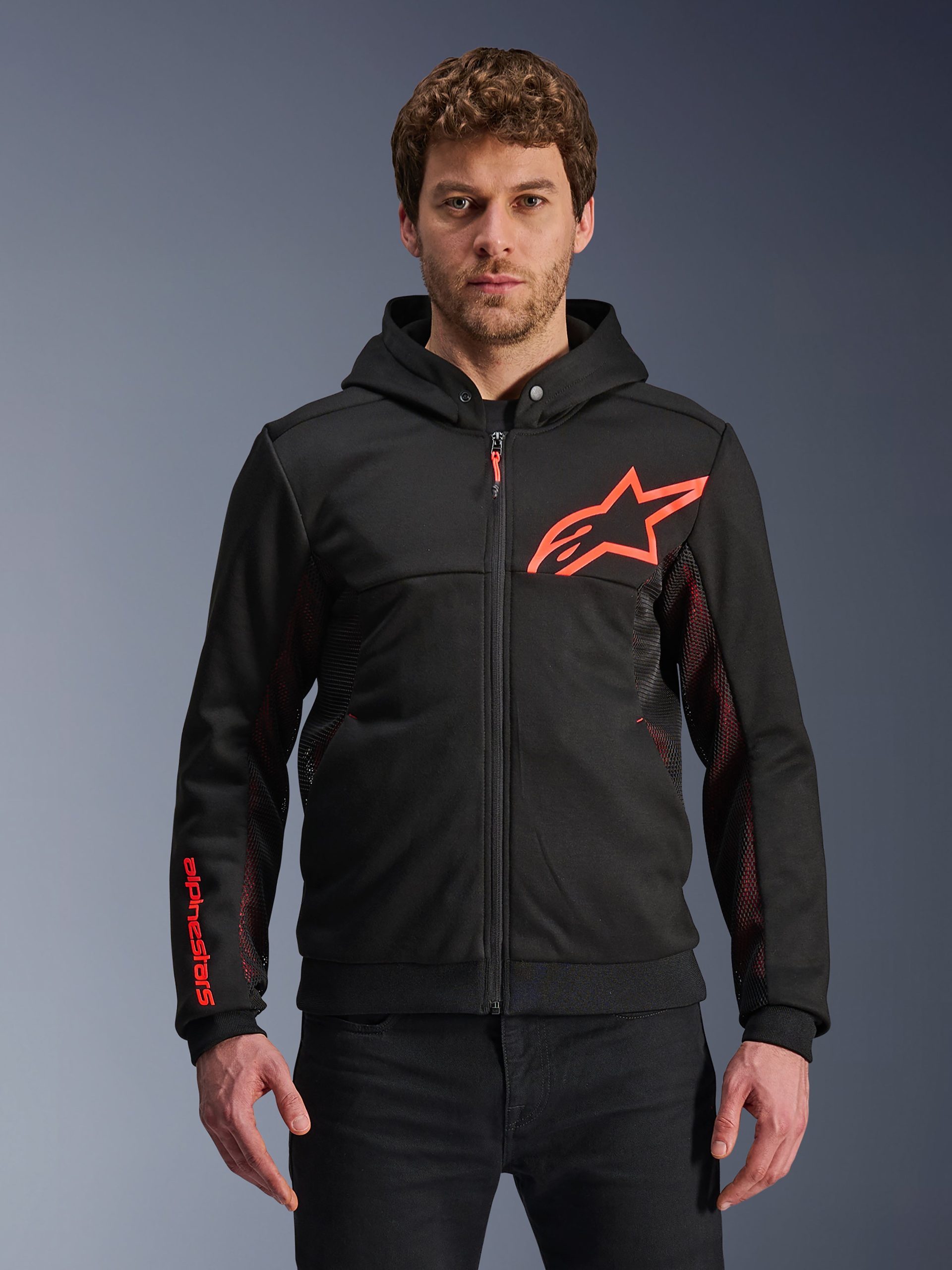 Alpinestars Chrome Air Sport Hoodie Black Red Fluo, Size: XXL
