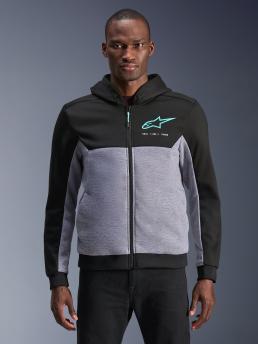 Alpinestars Chrome V2 Sport Hoodie Black Gray Heather Turquoise, Size: XXL