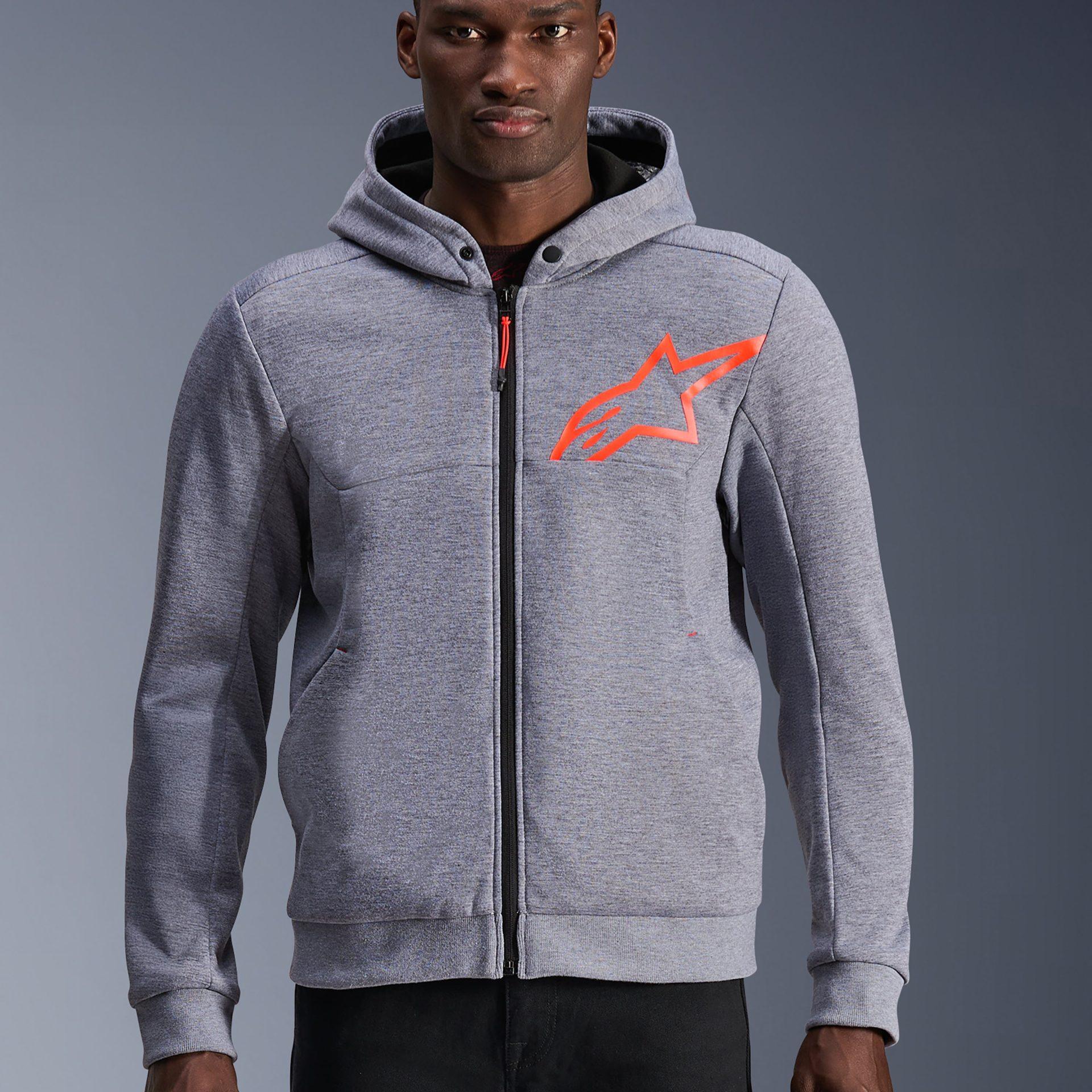 Alpinestars Chrome V2 Sport Hoodie Gray Heather Red Fluo, Size: XXL