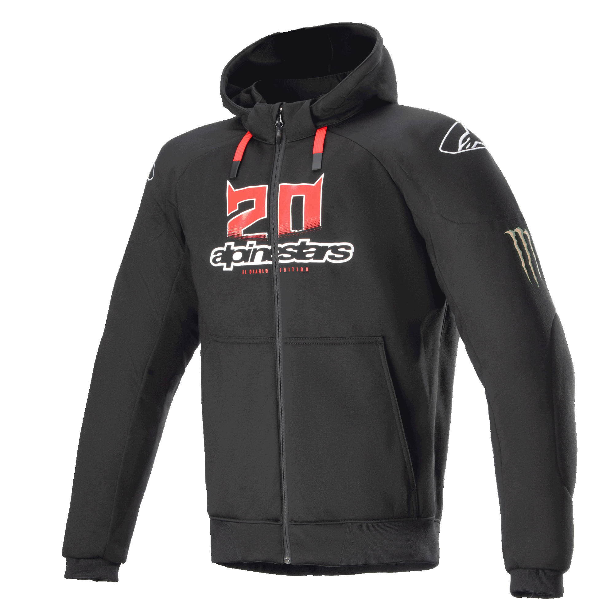 Alpinestars FQ20 Chrome Ignition Monster Hoodie Black White Bright Red