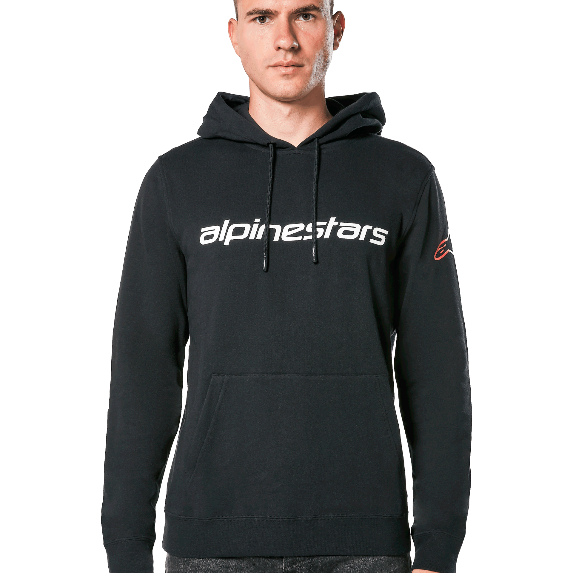 Alpinestars Linear Wordmark V3 Hoodie Black White Red, Size: XXL