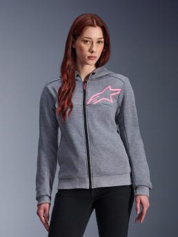 Alpinestars Woman Stella Chrome V2 Sport Hoodie Gray Heather Pink Fluo, Size: XS