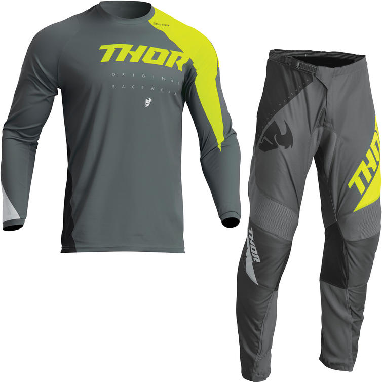 Thor Sector Edge 2023 Youth Motocross Jersey & Pants Grey Acid Kit - XXS - UK 18, XXS