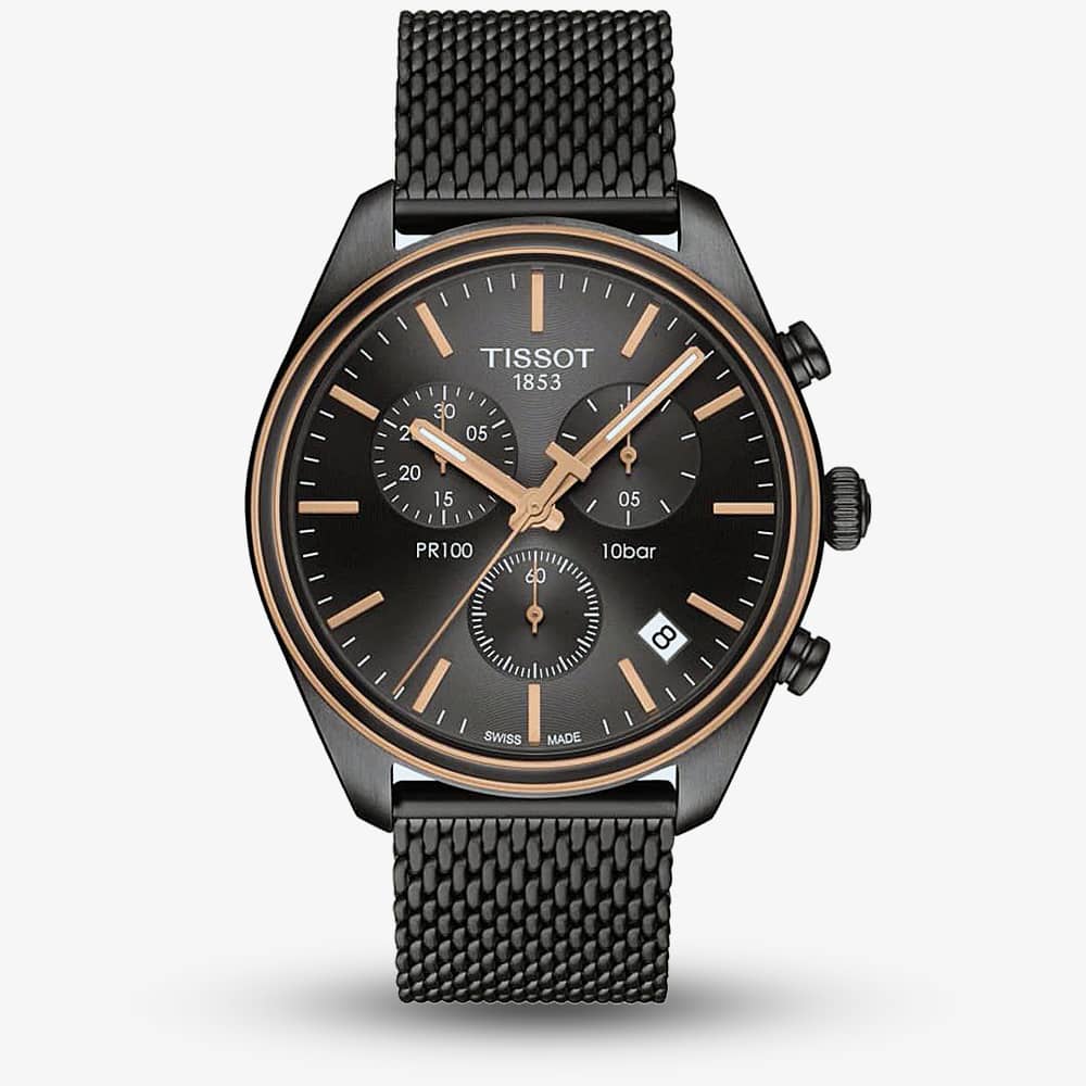 Tissot Mens PR 100 Chronograph Gun Metal & Rose PVD Watch T101.417.23.061.00