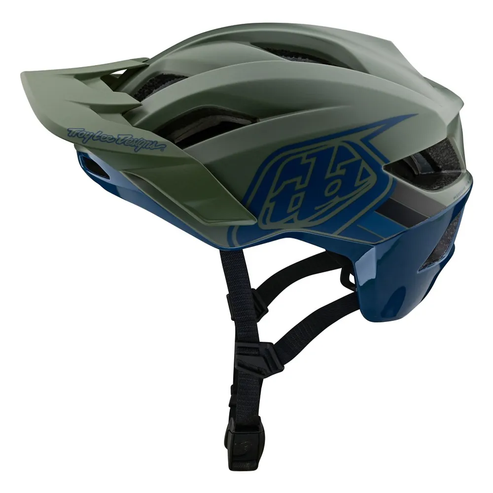 Troy Lee Designs Flowline SE Mips Mountain Bike Helmet Badge Olive/Indigo