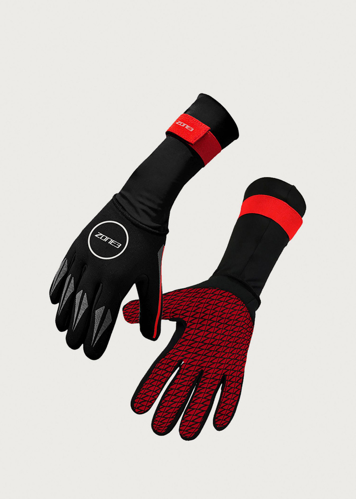 Zone3 Neoprene Swim Gloves - Black/Red - XS