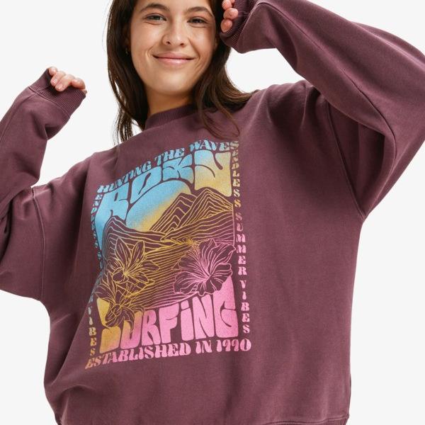 Roxy Lineup Oversized - Oversized Sweatshirt With Vintage Wash Effect For Women