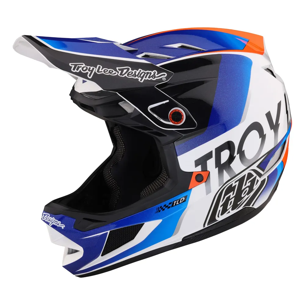 Troy Lee Designs D4 Composite Full Face MIPS MTB Helmet Qualifier White/Blue