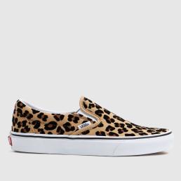 Vans Classic Slip-On Leopard Trainers in Tan