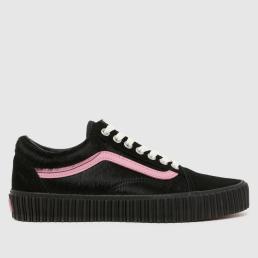 Vans Old Skool Creeper Trainers in Black & pink