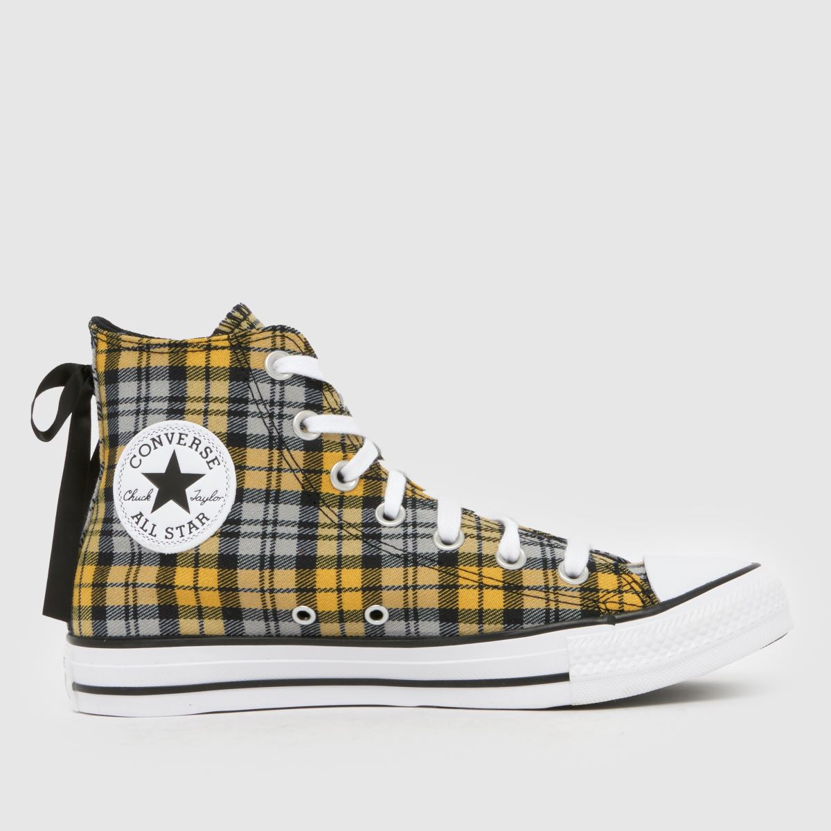 Converse All Star Hi Plaid Trainers in Yellow