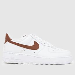 Nike Air Force 1 Trainers in White & Brown