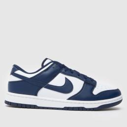 Nike Dunk Low Trainers in White & Navy