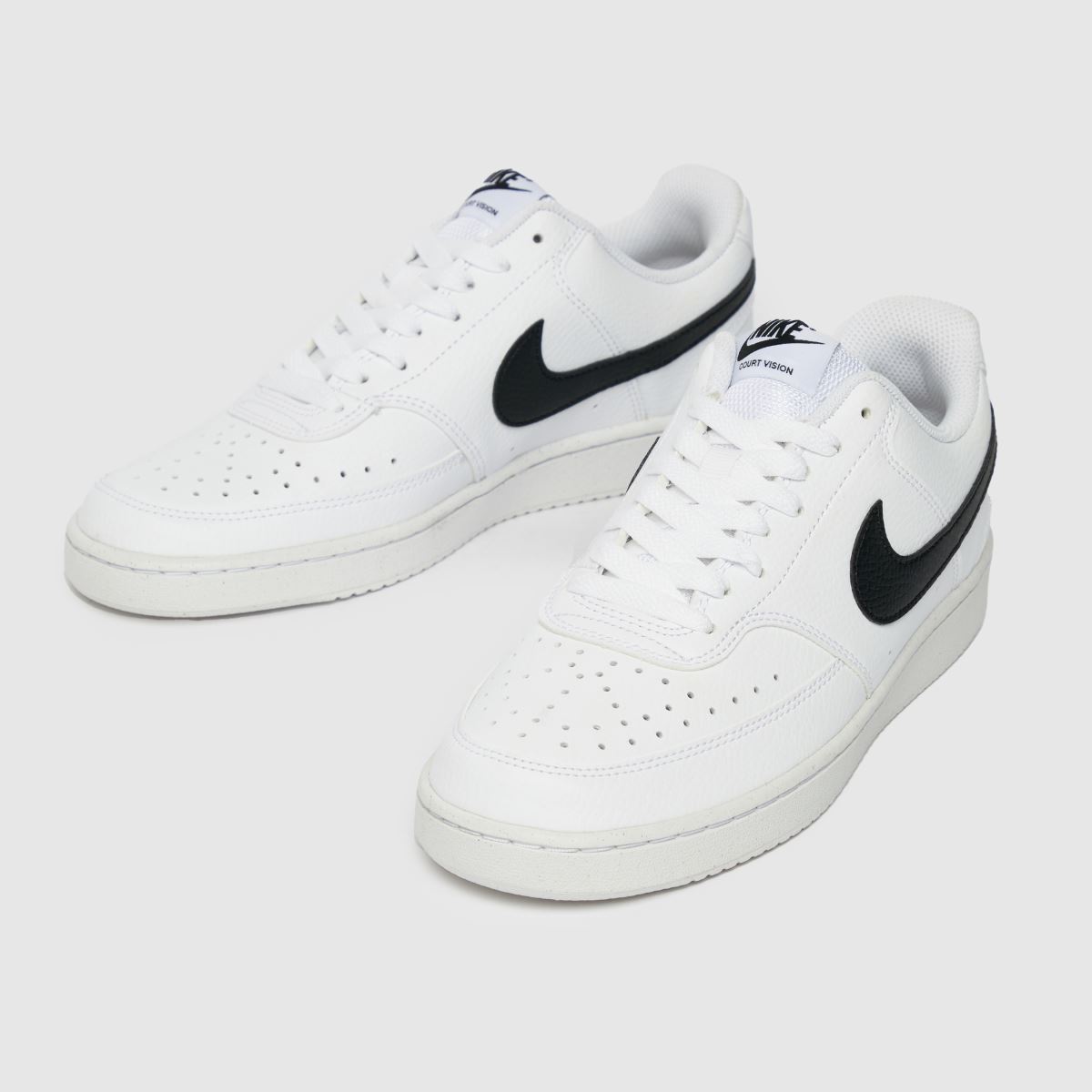 Nike Men's Court Vision Low Better Trainers in White & Black, Leather, Size: 12
