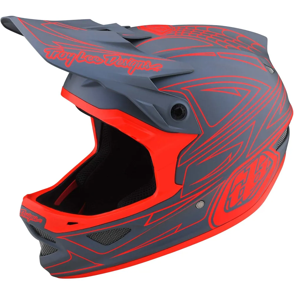 Troy Lee Designs D3 Fiberlite Full Face MTB Spiderstripe Grey/Red 3 Troy Lee Designs D3 Fiberlite Full Face MTB Spiderstripe Grey/Red
