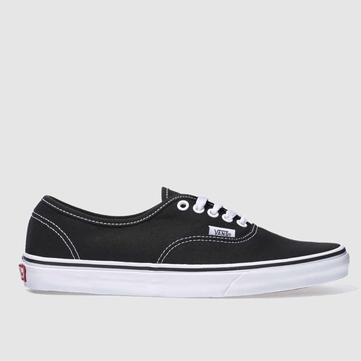 Vans Men's Authentic Trainers in Black & White, Stitch Detail, Fabric, Size: 8