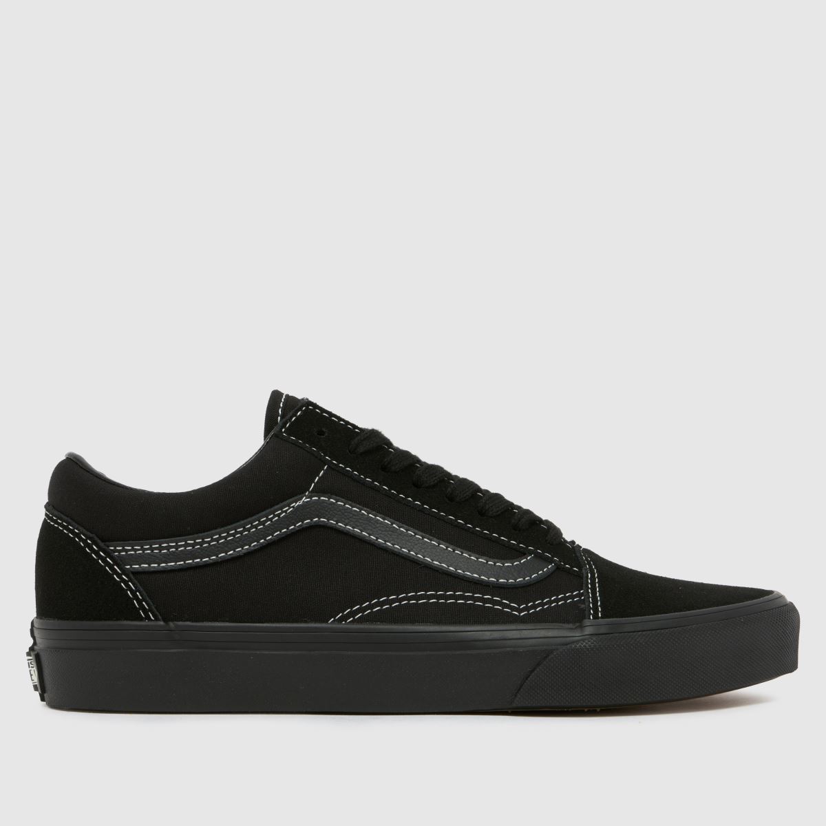 Vans Women's Old Skool Trainers in Black, Stitch Detail, Canvas/Suede, Size: 3